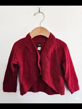 Tea Collection Infant Red Open-Front Cardigan. Size 6-12 Months